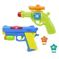  1toy "Мелочь, а приятно" пистолет свет, звук, в дисплее(16х21х17см) 6 шт в асс,  Т10032, фото 1 