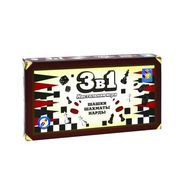  1toy Игра насTольная 3в1 "Шашки/шахмаTы/нарды" на магниTе 25х13,2х3,5см,  Т12058, фото 1 