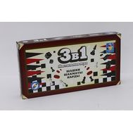  1toy Игра настольная 3в1 "Шашки/шахматы/нарды" на магните 25х13,2х3,5см,  Т52450, фото 1 