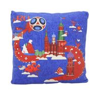  FIFA-2018 плюш.подушка с принтом квадратная 25 см синяя,  Т11381, фото 1 