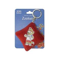  FIFA-2018 плюш.брелок-подушечка с термопринтом Zabivaka Standard 6х6 см на карте 9х12 см,  Т11797, фото 1 