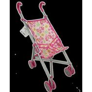  1toy коляска-трость для кукол, металлический каркас, 39х28,5х55см, розовая с цветами и бабочками,  Т, фото 1 