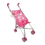 1toy коляска-трость для кукол, металлический каркас, 39х28,5х55см, розовая с морскими звёздами,  Т57, фото 1 