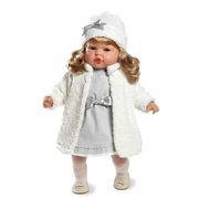  Arias ELEGANCE мягк.-винил.кукла 45 см с функц.смех,в белом платье, пальто,колготах,туфлях,шапочке,, фото 1 