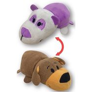  Мягкая игрушка 1toy Вывернушка, 2 в 1, Коричневая собачка-Фиолетовая панда, 12 см, Т12328, фото 1 