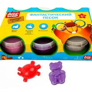  Фантастический песок 1toy Добр Бобр, набор, 6 цветов, 2 формочки, Н0005, фото 1 