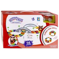  Гибкий трек 1toy Пожарная станция, мост, ворота, машинка, свет, 115 деталей, Т13204, фото 1 