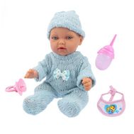  Кукла 1toy Пупсик, 28 см, в комбинезоне. шапка, соска, бутылка, трусики, слюнявчик, звук плача, смеха, Т14114, фото 1 