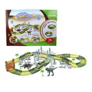  Гибкий трек 1toy Динопарк, мост, ворота, машинка, 178 деталей, Т13207, фото 1 