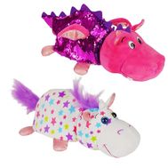  Мягкая игрушка 1toy Вывернушка Блеск, 2 в 1, с паетками, Единорог-Дракон, 30 см, Т15587, фото 1 